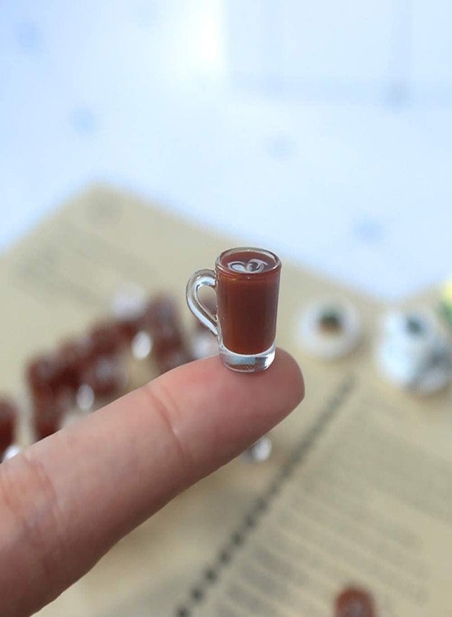 Jizlan Miniature Coffee Cups Model Dollhouse Ornament Dollhouse Decoration Mini Decor Doll House Accessories Birthday Gifts for Women Friends (Brown) - Image 2